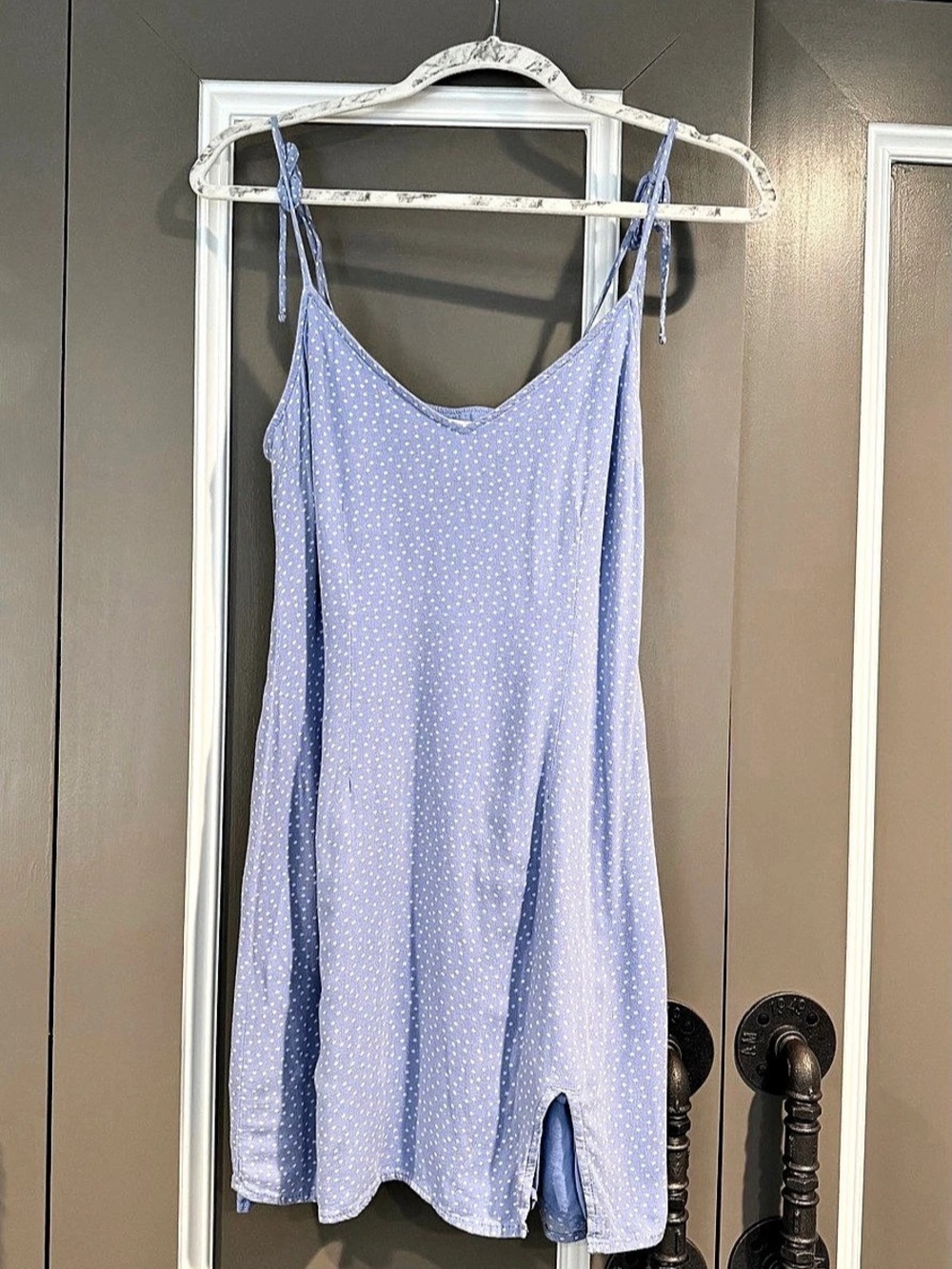 Abercrombie & Fitch Blue Polka Dot Tie Strap Mini Dress XS